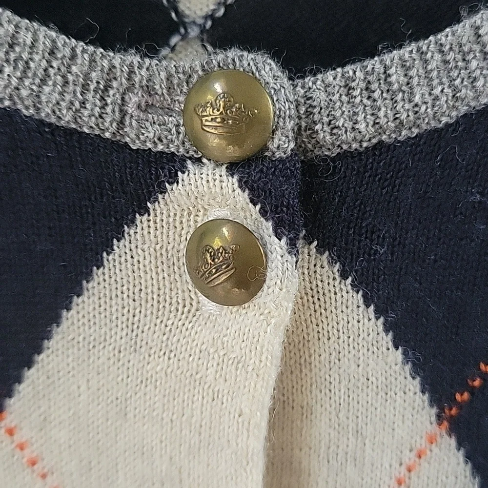 J. Crew Argyle Vintage Wool Cardigan Sweater Size‎ M